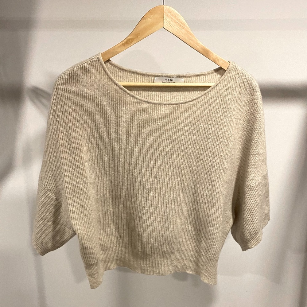 Robert Rodriguez, cashmere beige boxy tshirt, size M